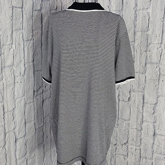 PERRY ELLIS Blue and White Striped Polo Shirt XL - Picture 5 of 6